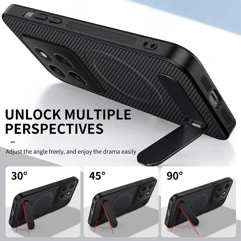 Luxury Carbon Fiber Texture Magnetic Case For Motorola Moto Edge 70 60S 50 Neo Ultra Fusion Pro Anti-fall Foldable Stands Cover