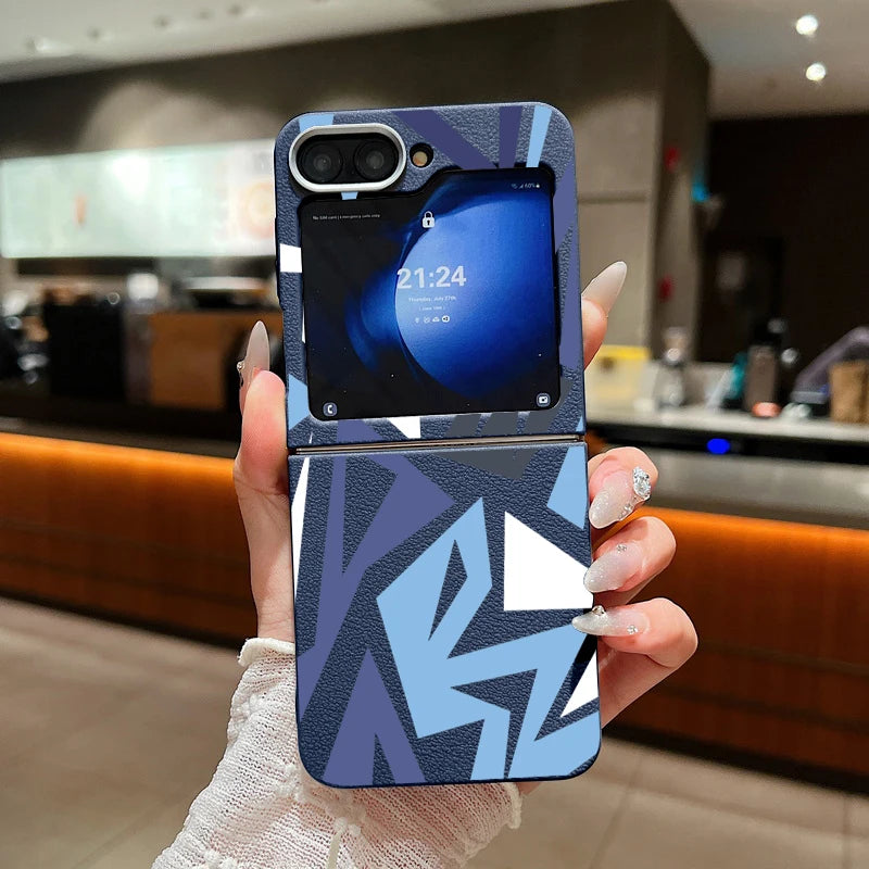 Geometric Pattern Phone Case For Samsung Z Flip7 FE Flip6 Flip5 Flip4 Folding Soft TPU Cover For Samsung Galaxy Z Flip 7 6 5 4 3