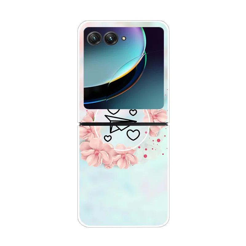 Case For Motorola Razr 40 Ultra Transparent Hard Folding Luxury Pattern For Motorola Moto Razr 40 Ultra Clear Cover Razr40 Ultra