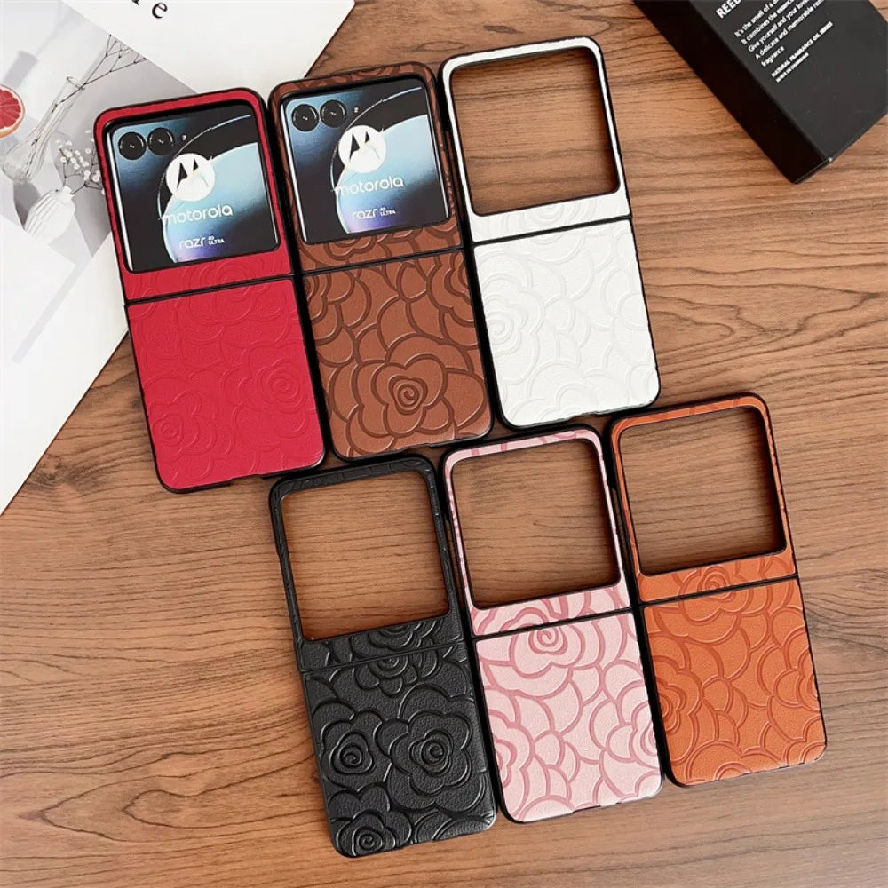 Moto Razr 50 Ultra 2024 Flower Leather Phone Case for Motorola Razr 50 40 Ultra Razr 50 40 Protective Shockproof Cover