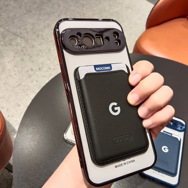 For Google Pixel 7A 8A 9A 9 10 Pro XL Case Magnetic Leather Wallet Case Transparent For Magsafe Wireless Charging Back Cover