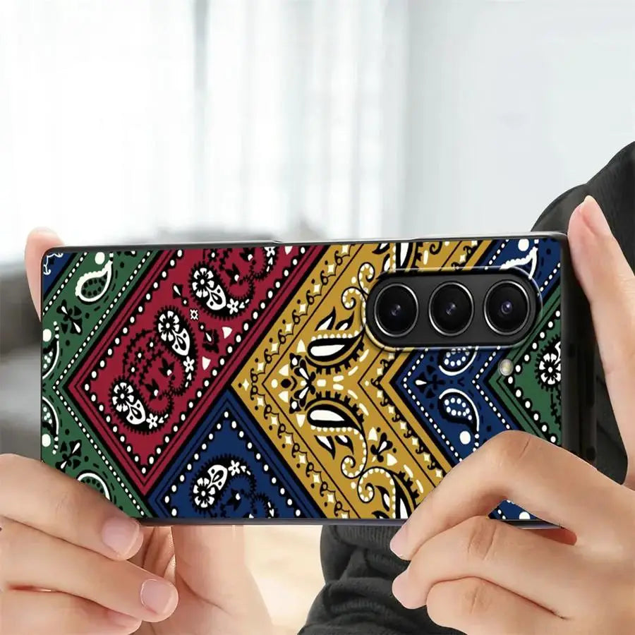 Artistic Pattern Back Phone Cover Case for Samsung Galaxy ZFold6 ZFold4 Z Fold 7 6 5 4 3 ZFold5 ZFold3 ZFold7