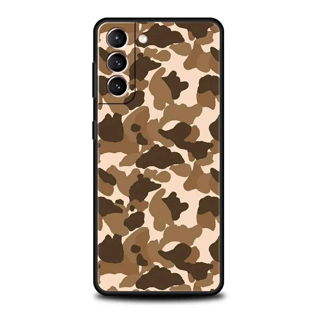 Camouflage Camo Military Army Phone Case For Samsung Galaxy S24 S23 S22 S20 Ultra S21 FE 5G S10 S9 Plus S10E Soft Silicone Cover