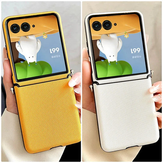 Vertical Bar Textured Candy with Side Buckle Phone Cases For Motorola Moto Razr 60 50 Ultra Razr60  Shockproof Protective Cover