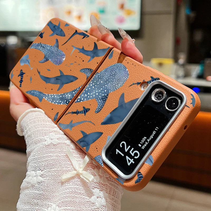 Sea Turtle Whale Phone Case For Samsung Z Flip7 Flip6 Flip5 Shockproof Folding TPU Soft Cover For Samsung Galaxy Z Flip 7 6 4 3