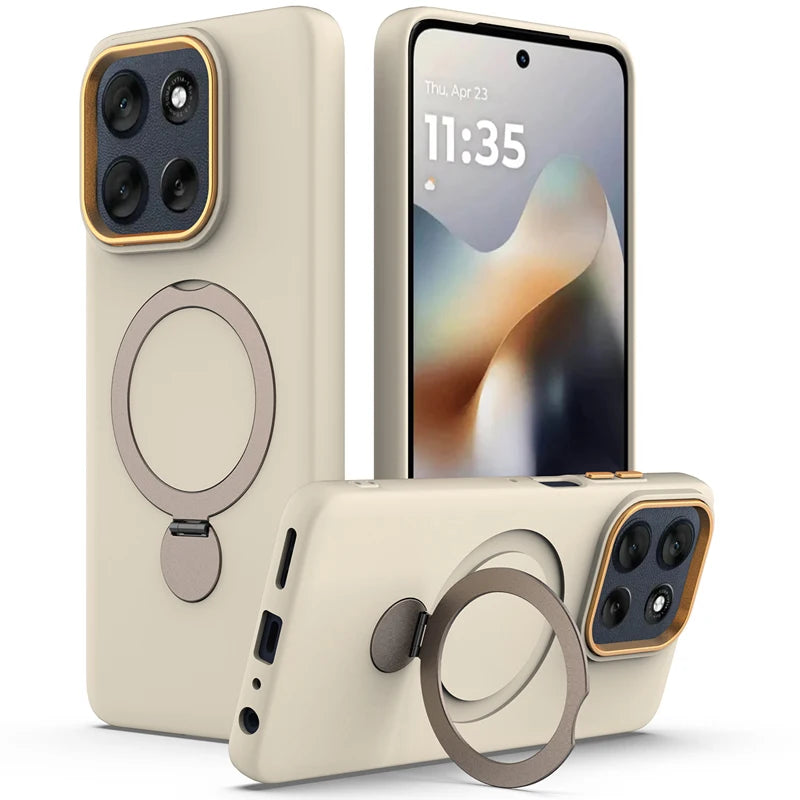 Solid Color Liquid Silicone Phone Case for MOTO  Motorola Edge 60 Pro Fusion 50 Neo G96 G86 Bracket Magnetic Velvet Back Cover