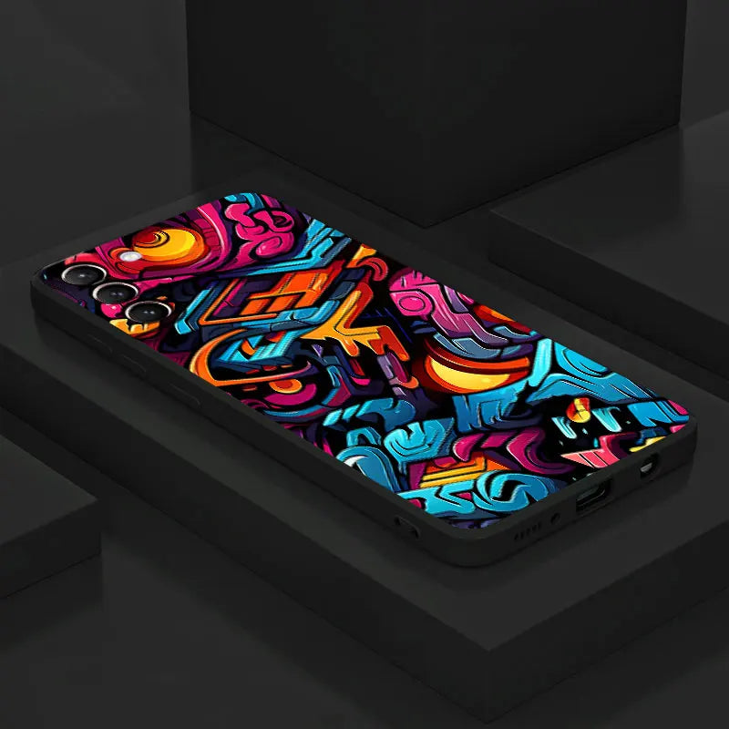 Phone Case For Samsung Galaxy S25 S24 Ultra S23 FE Note 20 10Plus S22 S21 S25Plus Soft Shell Cover Colorful Lines Graffiti