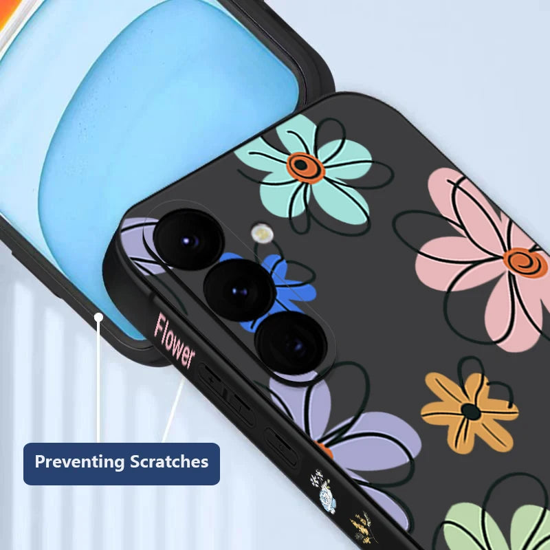 Cute Cartoon Flowers Lanyard Case For Samsung Galaxy S25 Ultra S24 S23 S22 Plus S21 FE A15 A16 A35 A36 A54 A55 A56 5G Capa Coque