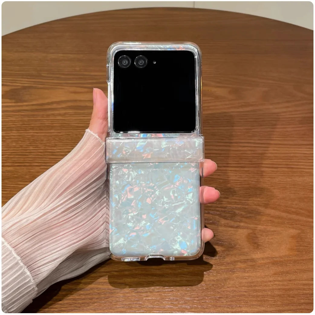 Luxury Shinny Seashells Plastic Case Hing Cover Case For Motorola Razr 40 50 60 Ultra