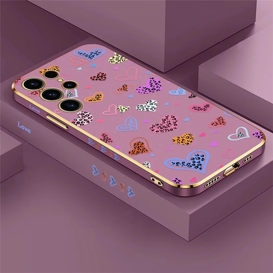 For Samsung Galaxy S25 Ultra Phone Case Cute Cartoon Love Heart Pattern Cover For Samsung S22 Ultra S21 Plus S24 Plus S23 FE