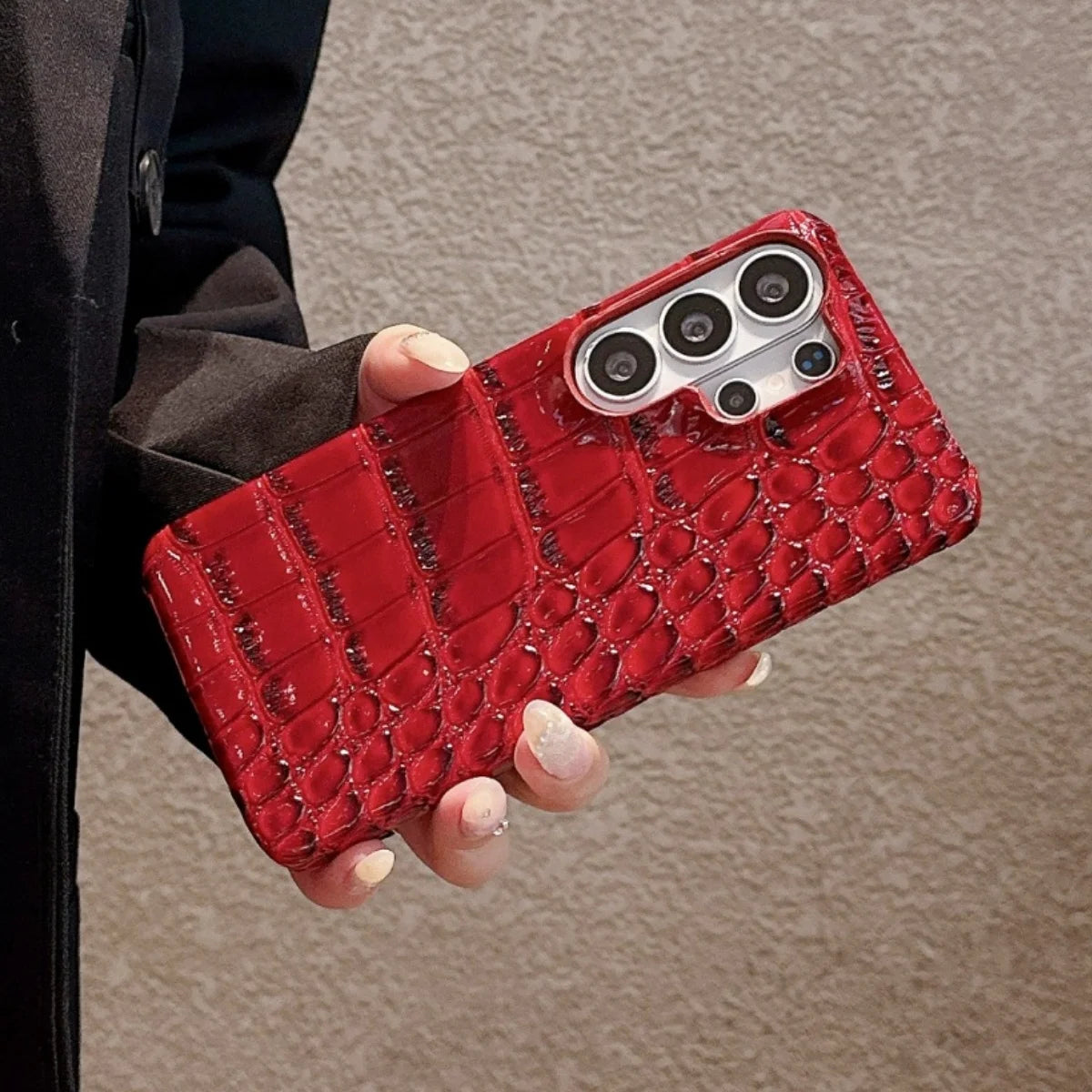 Luxury Glossy Advanced Crocodile Pattern Frameless Case For Samsung S26 S25 S24 S23 S22 Ultra Cool Armor Shockproof Bright Cover