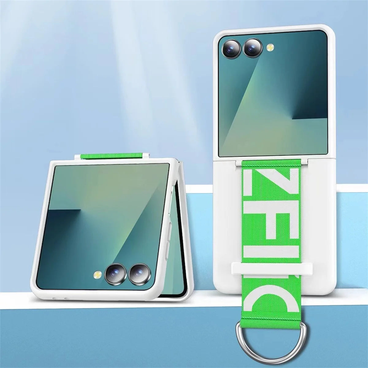 Wrist Strap Ring Holder Phone Case for Samsung Galaxy Z Flip 7 6 5 Luxury Matte PC Shockproof Hand Chain Band ZFlip 7 FE Cover