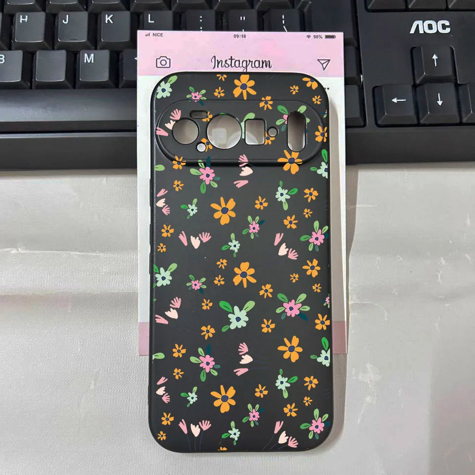 For 10Pro New Luxury Small Daisy Flower Phone Case for Google Pixel 10 9 Pro XL 8A 7A 6a 6 7 8 Pro 5G Soft Black Protector Cover