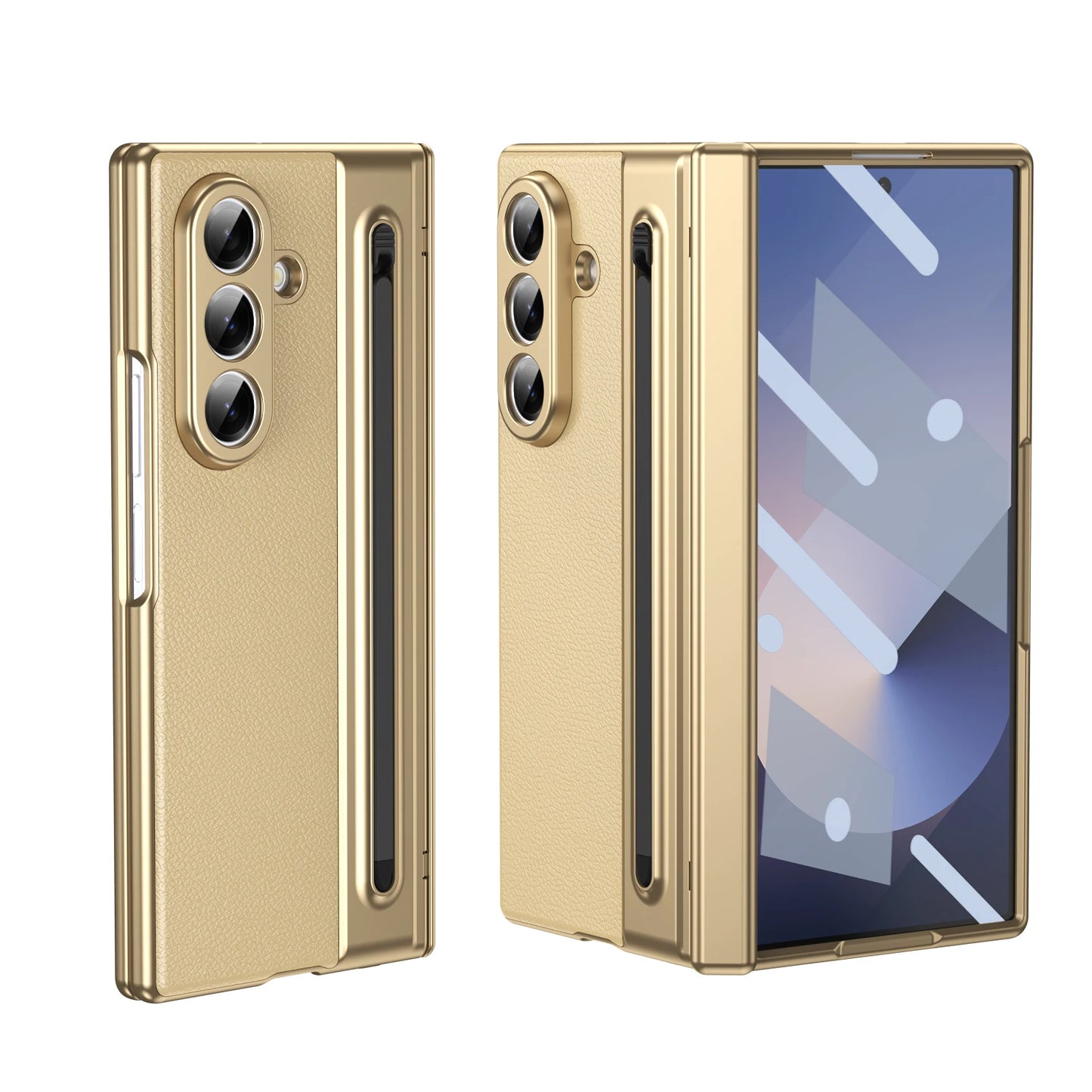 For Samsung Galaxy Z Fold 7 6 5 4 3 360° Folding Flap Leather Pen Groove Tempered Glass Film Drop Resistant Phone Case