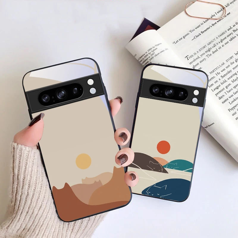 Richu Mountain For Google Pixel 8 P Ixel 7 Pi Xel 7A Pix El 8A G Oogle 9 9A 9Pro Pixe L 9Pr O XL Black Glass Phone Case