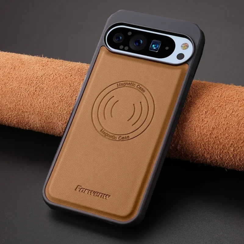 Luxury PU Leather Car Magnetic Phone Case for Google Pixel 10 Pro XL Pro 9A 9 7A 7 6A 6 Back Cover Wireless Charging Hoesje Bag