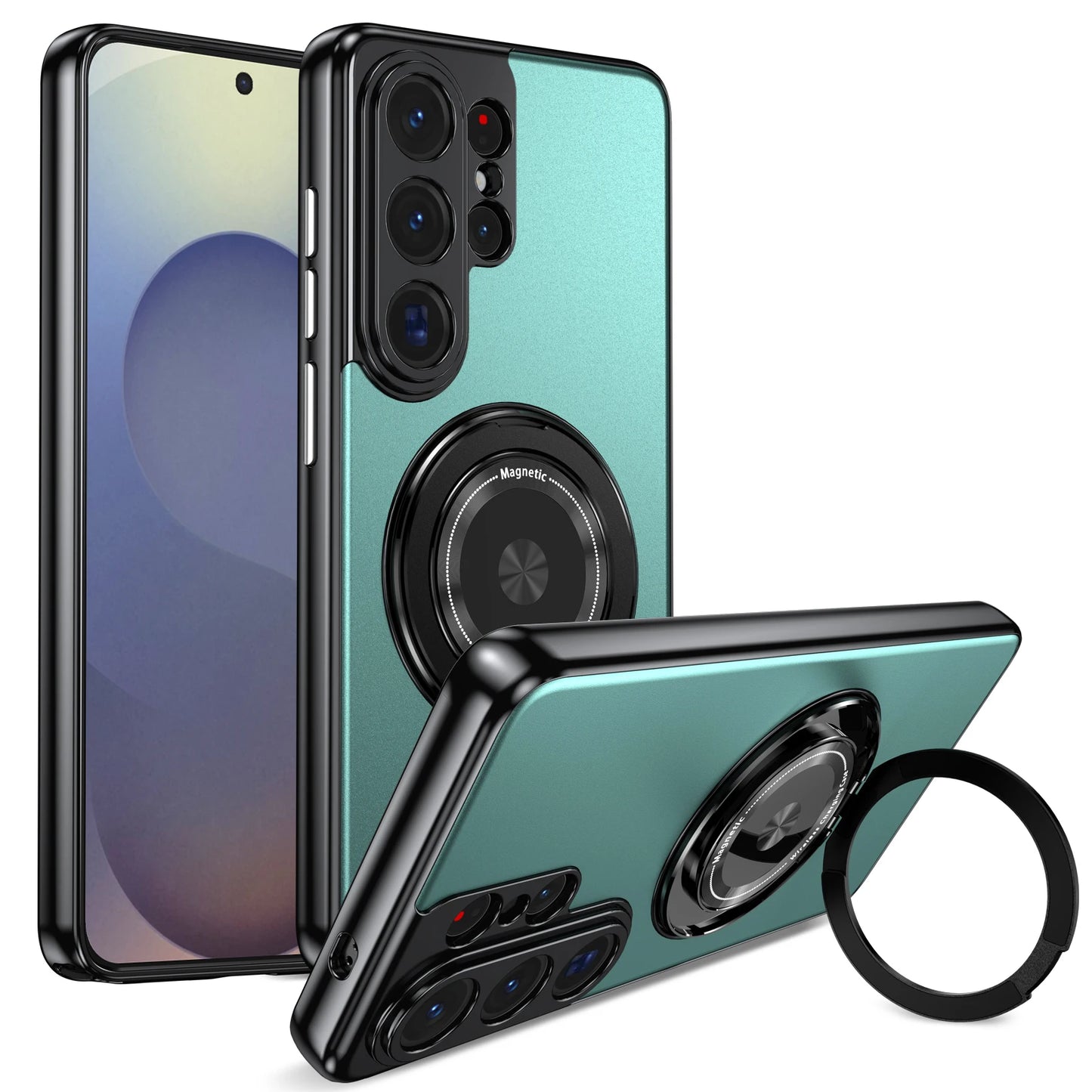 Luxury Metallic 360 Rotating Stand Case For Samsung Galaxy S26 Ultra S26+ Plus 5G Magnetic Cover With Camera Lens Protection