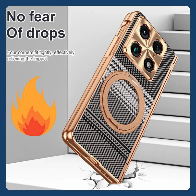Luxury For Motorola Razr Fold Case Splicing Magnetic PC Shockproof Anti-Fingerprint  Rotating Alloy Holder Folding Cover