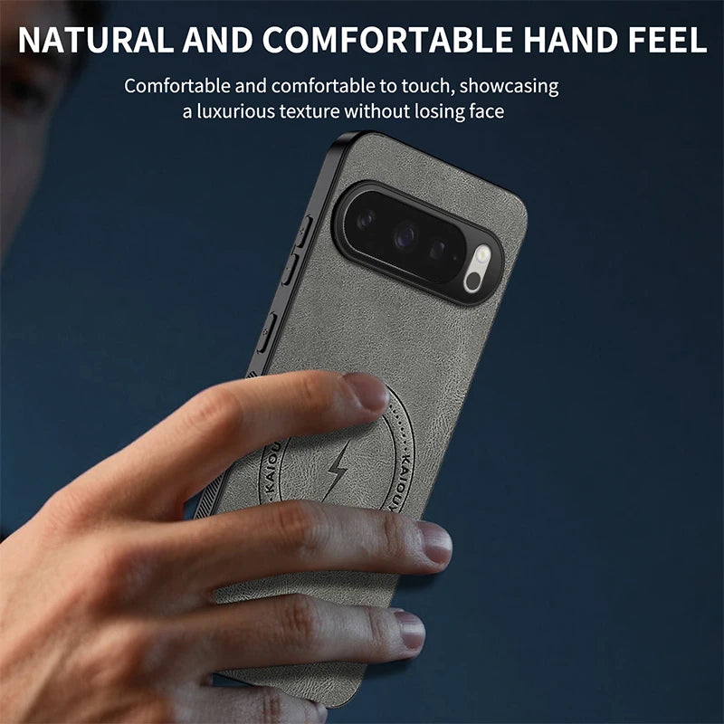 For Google Pixel 10 Pro XL Case Luxury PU Leather Skin Magnetic Magsafe Protective Back Cover For Pixel 10 9 8 7 6 Pro 9A Shell