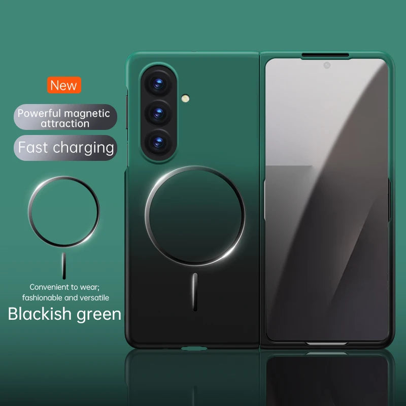 For Samsung Galaxy Z Fold 7 6 5 Gradient Magnetic Phone Case For Magsafe Wireless Charging Shockproof Folding Matte Back Cover