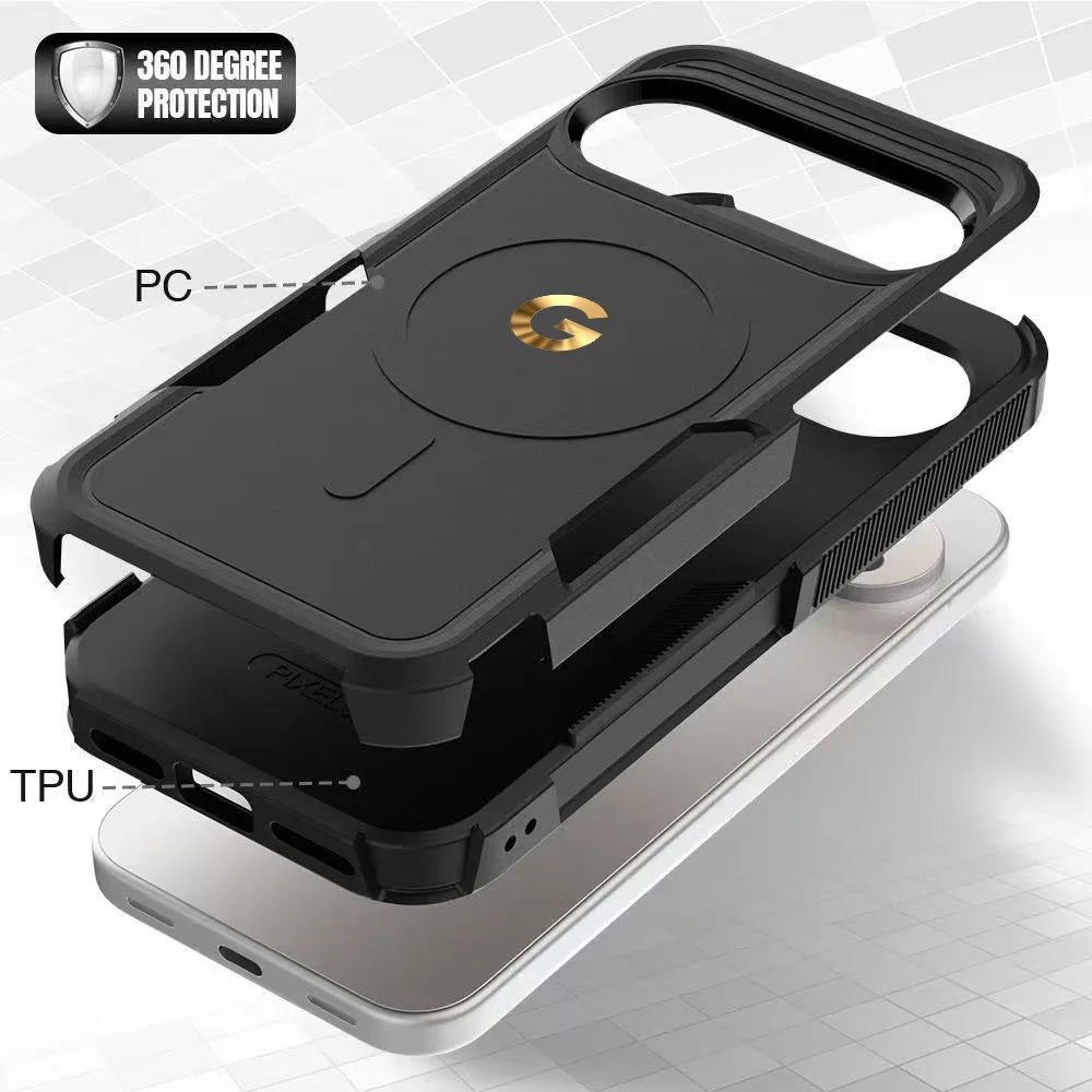 Premium 2IN1 Heavy Armor For Magsafe Magnetic Charging Case For Google Pixel 10 9 Pro XL Shockproof PC+TPU Matte Protector Cover