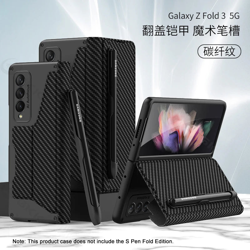 GKK Original Case For Samsung Galaxy Z Fold 4 5 6 5G Case Leather Pen Holder Armor Back Protection Hard Cover For Samsung Z Fold