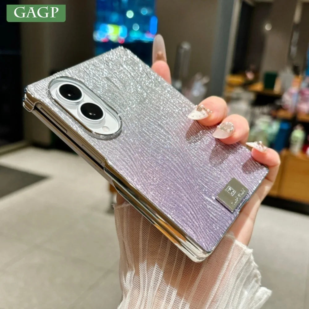 Glitter Wave Pattern Gradient Case for Samsung Galaxy Z Fold 8 Wide Fold8  Glossy Electroplating Water Ripple Shockproof Cover
