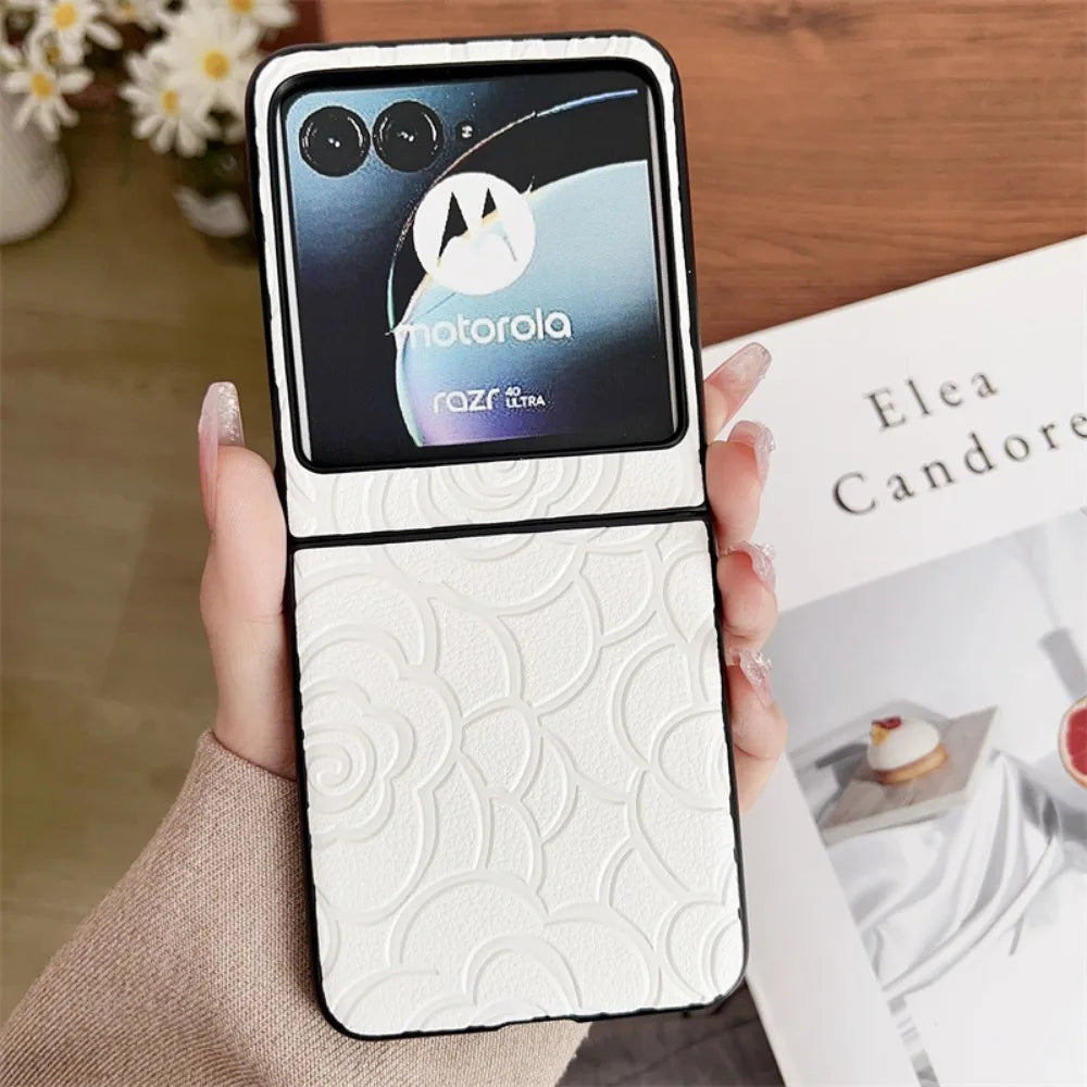 Moto Razr 50 Ultra 2024 Flower Leather Phone Case for Motorola Razr 50 40 Ultra Razr 50 40 Protective Shockproof Cover