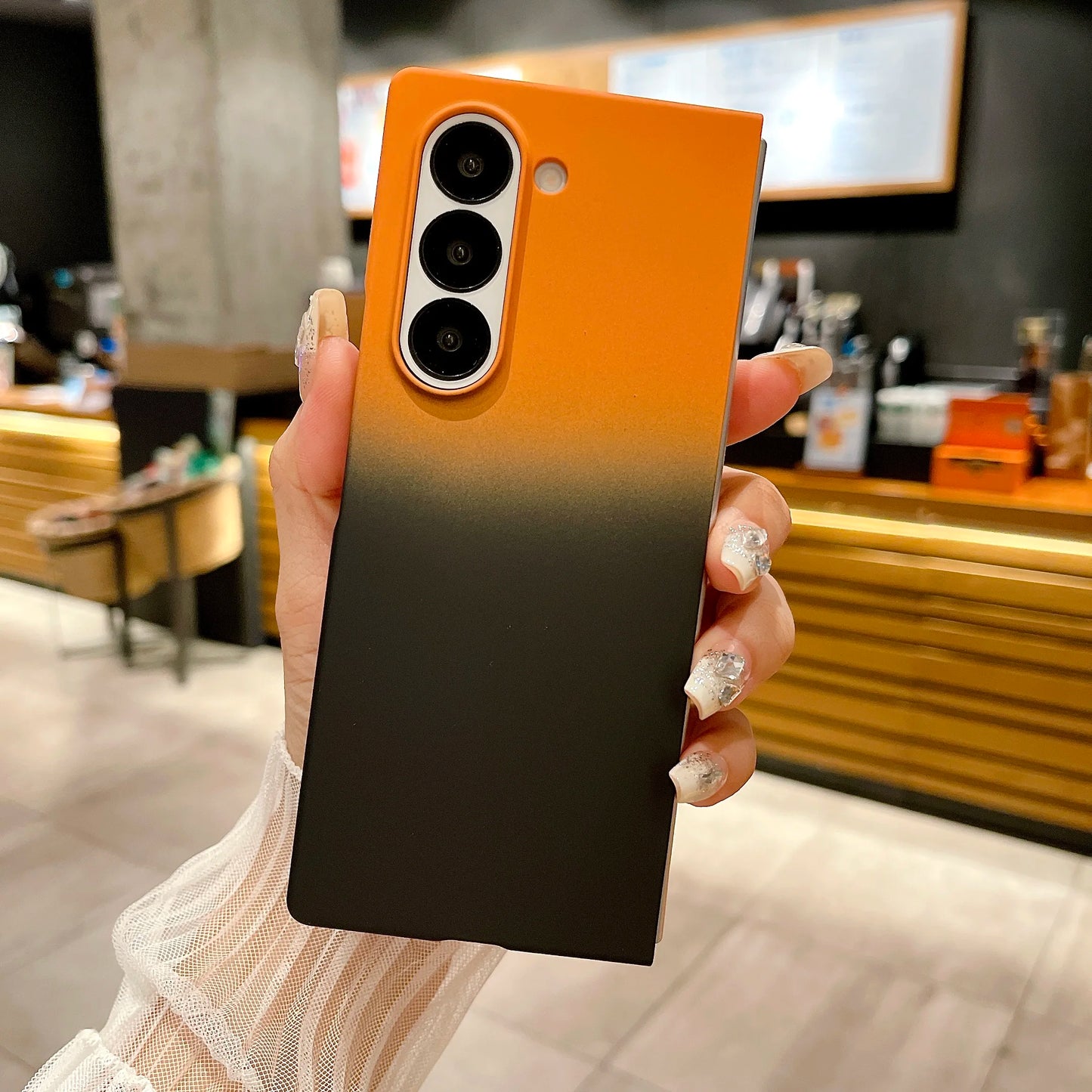 Fashion Gradient Contrast Color Phone Case For Samsung Galaxy Z Fold 6 5 4 Splice Color Shockproof Protection Bumper Hard Cover