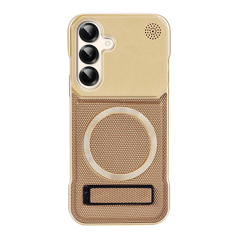For Magsafe Magnetic Solid Color Leather Not Border Bracket Aromatherapy Phone Case For Samsung S25 Ultra S23 S22 S24 Ultra Plus