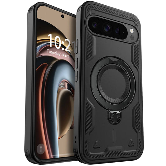 Black For Google Pixel 10/10 Pro/10 Pro XL Rugged Phone Case Shockproof Heavy Duty Kickstand Holder Protective Cover