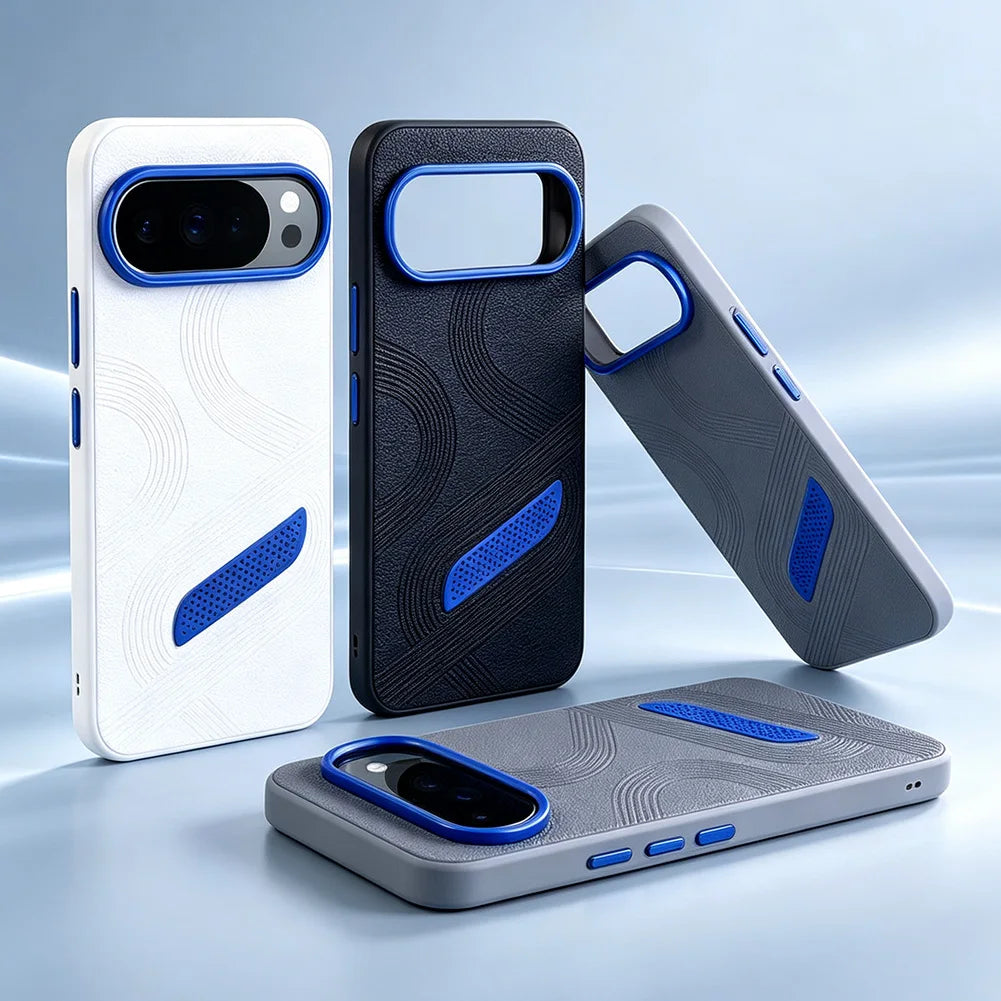 Blue Ventilated Phone Case For Pixel 11 Pro Google 11 10a Pixel 10 Pro XL 9a 9 Lens Ring Raised Protective Cover