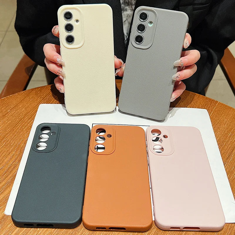 Leather Texture Soft TPU Case For Samsung Galaxy S24 S23 FE S25 S22 Ultra A15 A16 A25 A34 A35 A56 A53 A54 A55 A26 5G Phone Cover