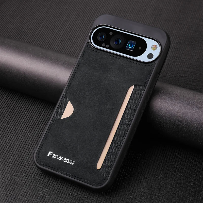 EUCAGR Luxury PU Leather Phone Case For Google Pixel 10 10 Pro XL Pixel 9A Pixel 9 Pro XL Soft Card Holder Shockproof Back Cover