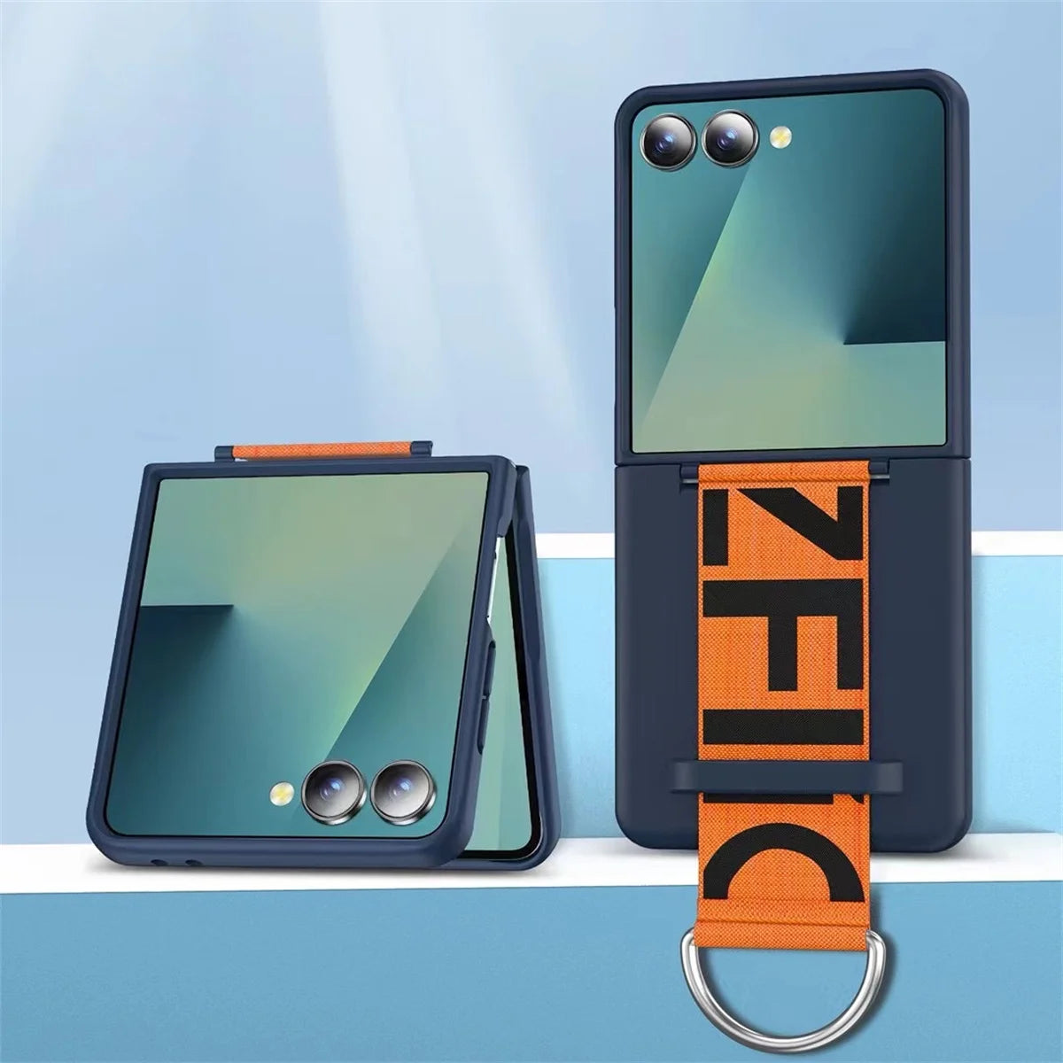 Wrist Strap Ring Holder Phone Case for Samsung Galaxy Z Flip 7 6 5 Luxury Matte PC Shockproof Hand Chain Band ZFlip 7 FE Cover