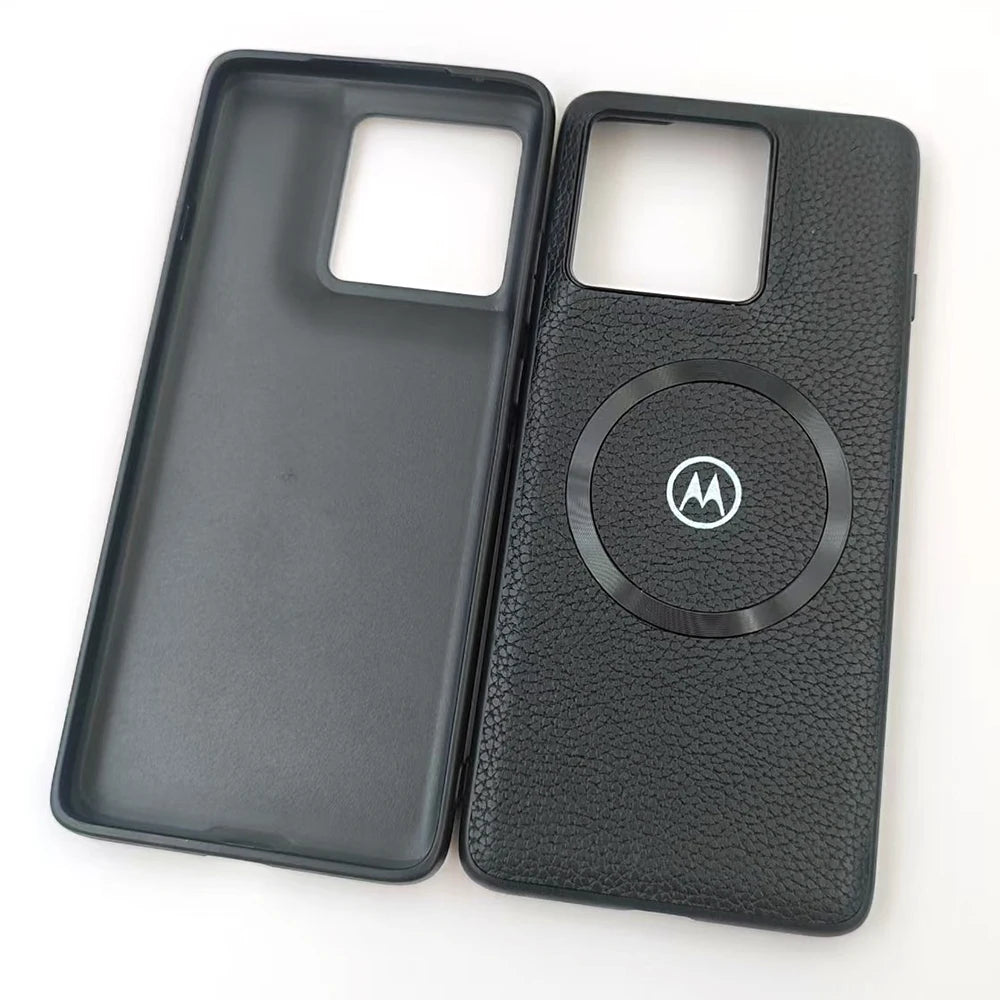 Litchi Texture Leather Magnetic Case For Motorola Edge 50Neo 60 Fusion G86 G85 G56 G55 G45 G35 For Magsafe Wireless Charge Cover