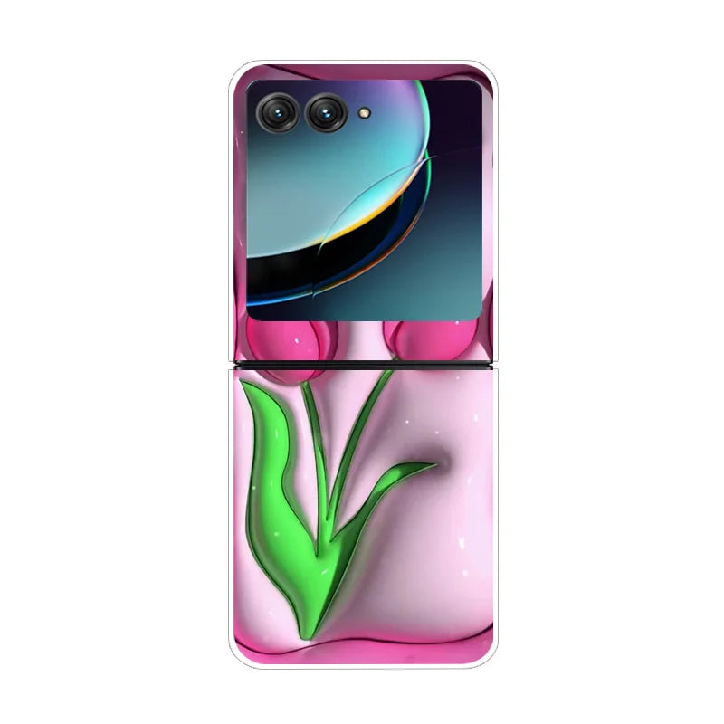 Case For Motorola Razr 40 Ultra Transparent Hard Folding Luxury Pattern For Motorola Moto Razr 40 Ultra Clear Cover Razr40 Ultra