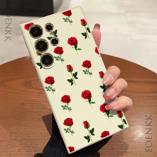 New Retro Fashion Rose Phone Case For Samsung Galaxy A25 A32 A33 A72 A73 Note 10 20 Plus S25 S24 S23 S22 S21 Ultra FE 5G Cover