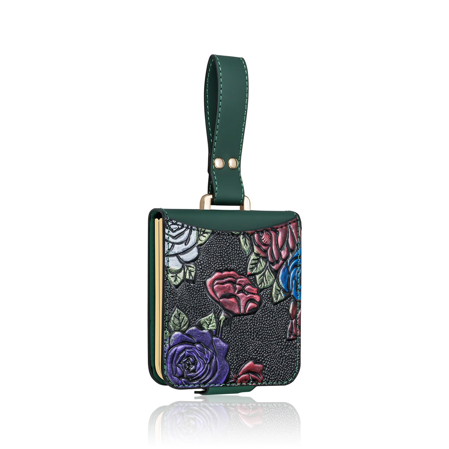 3D Relief Painting Design PU Leather Phone Case for Galaxy Z Flip 7/6/5/4/3 with Card Slots And Wrist Strap&Screen Protector