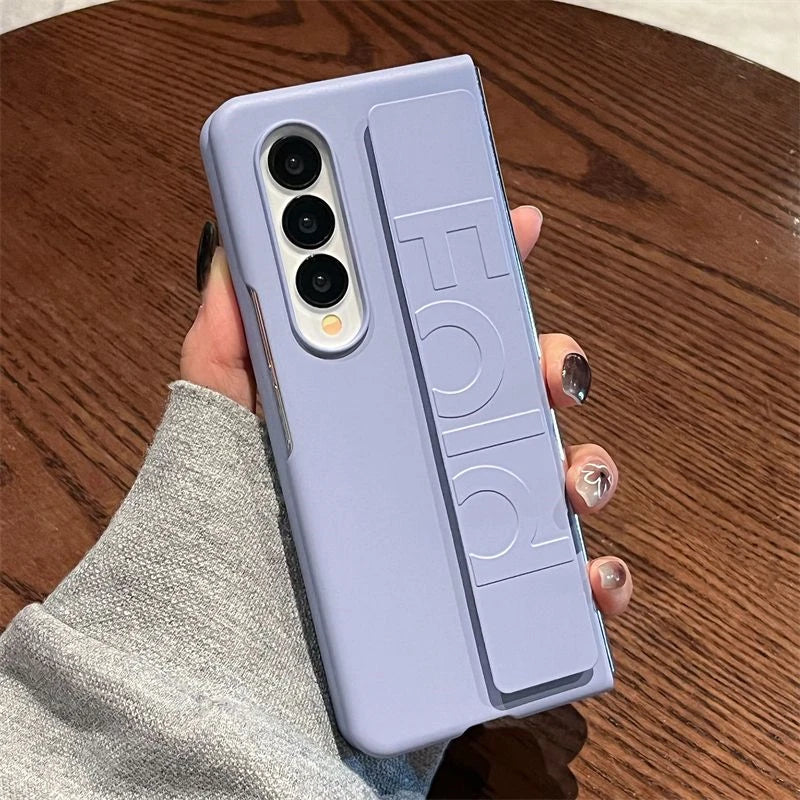 Luxury Soft Silicone Wrist Strap Holder Phone Case For Samsung Z Fold 5 zfold4 Fold3 ZFold6 Cases Ultra Thin Matte Hard PC Cover