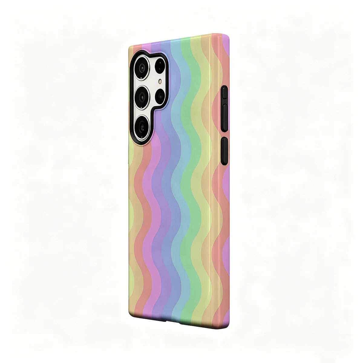 Rainbow Wave Stripe Phone Case for Samsung Galaxy S26 S25 Ultra S24 S23 Ultra Plus Glossy Double-layer Back Cover