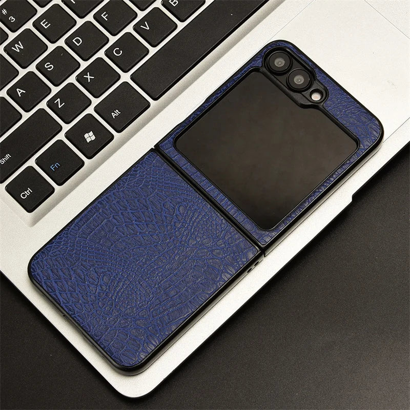 For Samsung Galaxy Z Flip 7 FE Case Luxury Crocodile pattern PU leather Case For Samsung Z Flip 7 FE Phone Case Back Cover