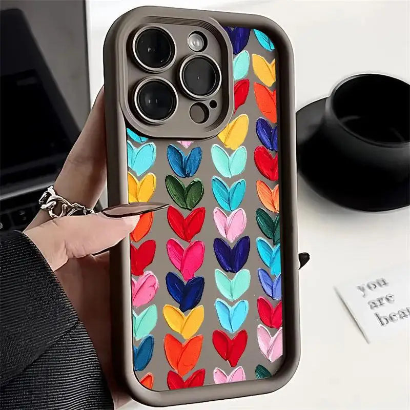 Motorola Edge 50 Fusion Colorful Love Heart Silicone Case For Moto 40 NEO Pro G84 G35 G85 5G G22 G32 G52 G30 G60 Shockproof Capa