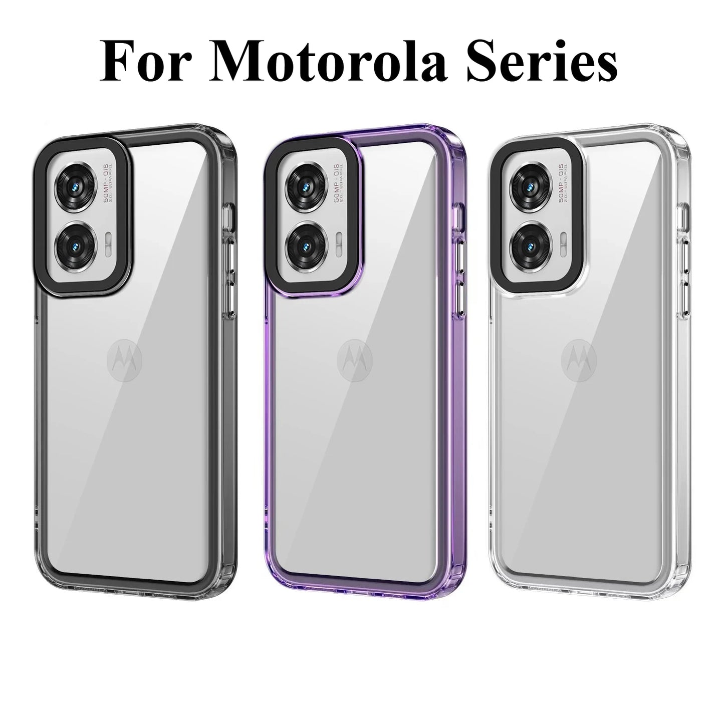 Transparent HD Acrylic Case for Moto Edge 50 Fusion Pro 40 NEO 30 G85 G84 G04S G24 Power G54 G14 G64 G82 72 62 52 34 Phone Cover