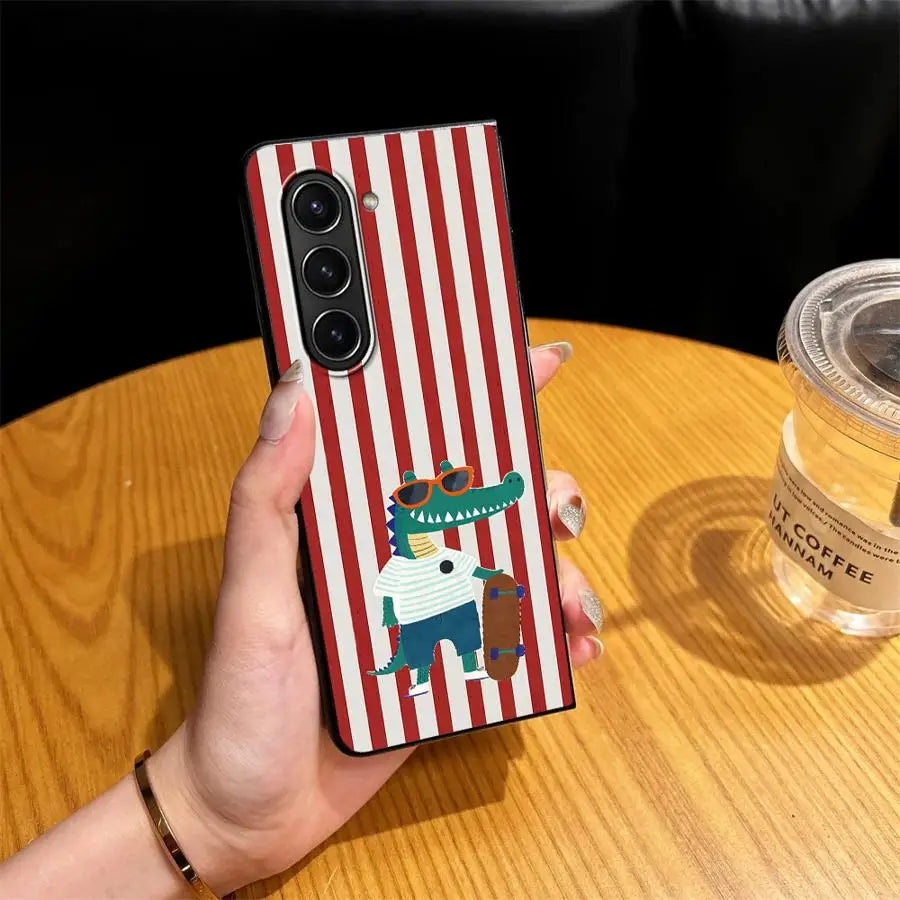 Case for Samsung Galaxy ZFold4 Z Fold 7 6 5 4 3 ZFold3 ZFold5 ZFold7 ZFold6 Back Phone Cover Striped Animal