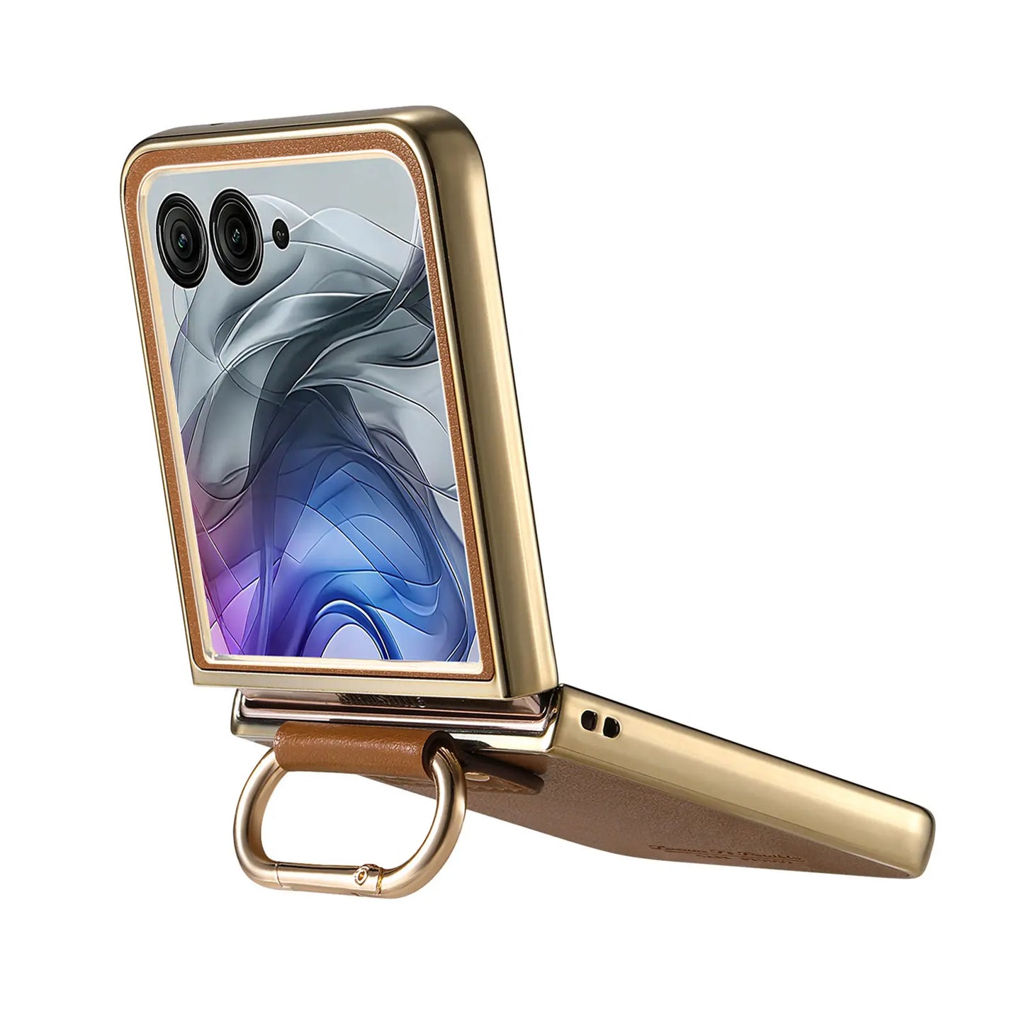 Luxury Business Ring Holder Leather Case For Motorola Razr 60 50 Ultra Shockproof Slim Electroplated edge Skin Feeling Cover