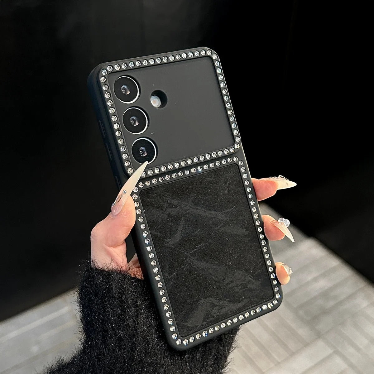 Fashion Snow Mountain Velvet Glitter Diamond Phone Case For Samsung S26 S25 S24 FE Ultra Plus Camera Protection Shockproof Cover