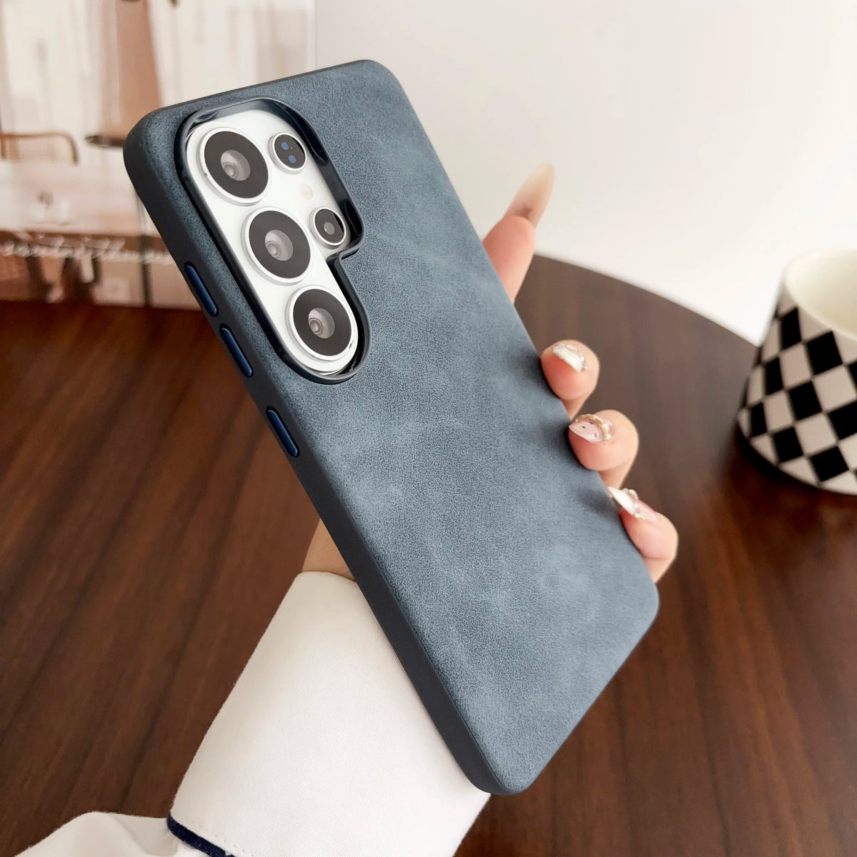 Fashion Lambskin Leather Texture Matte armor Case For Samsung S26 Ultra S25 S24 S23  Plus Lens Shockproof Phone Protect Cover