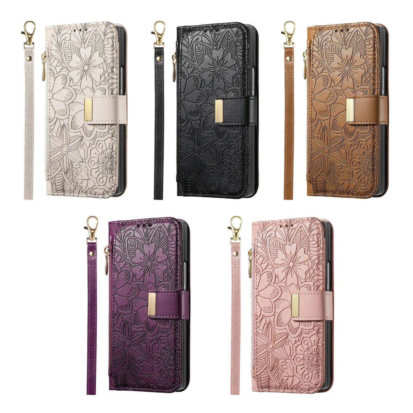 For Samsung Galaxy Z Fold 8 Ultra 5G Case Luxury Leather Zipper Crossbody Flip Wallet Card Slot Bracket Shockproof Back Cover