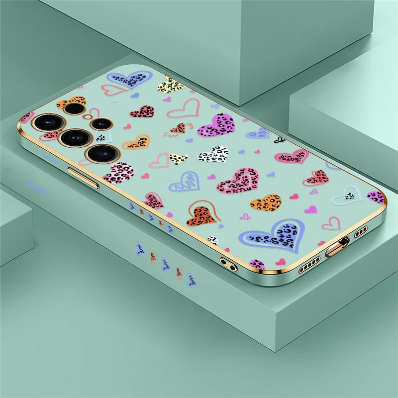 For Samsung Galaxy S25 Ultra Phone Case Cute Cartoon Love Heart Pattern Cover For Samsung S22 Ultra S21 Plus S24 Plus S23 FE